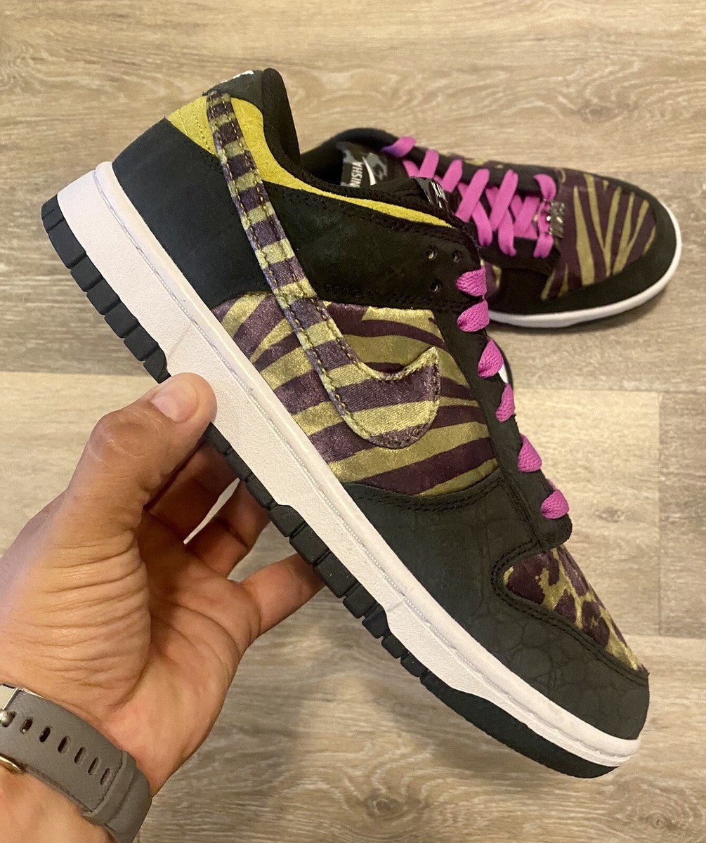 Nike Dunk Low By You Moss Tiger Black Croc Suede FJ2253-901 Men's