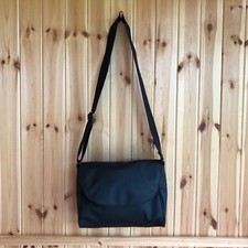 Womens Lacoste Crossbody Messenger Bag Black White Canvas Satchel Flap Check