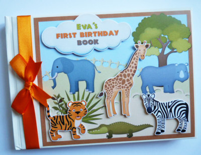 Personalisiertes Safari Geburtstag Gästebuch, Dschungeltiere Geburtstag Gästebuch 