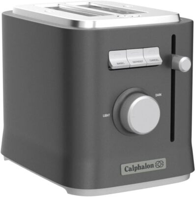 New Calphalon 2-Slice Bagel Bread Toaster Extra Wide Slots, Stainless Steel