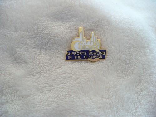 LM-VINTAGE CHICAGO SUPPORTS BOWLING IN THE OLYMPICS (ENAMEL) PIN #16730 (MINT) - Picture 2 of 8