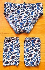 Men's Pro Wrestling Gear Set Abstract Animal Trunks & Knee Pad Covers Sz M 34&ndash;36