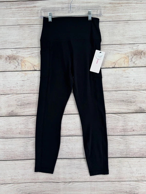 yogalicious tech elastic free high waist side pocket 7/8 leggings