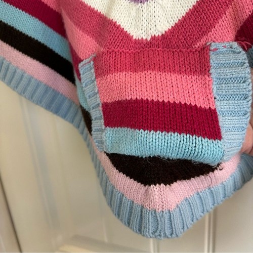 Shampoo multicolored acrylic knitted, poncho girls, 2T - Picture 8 of 9