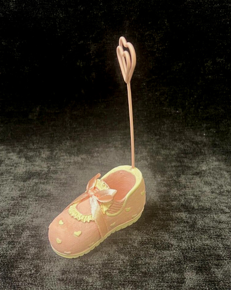 Pink Shoe Baby Picture/Place Card Heart Holder - Baby Shower, Gifts