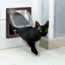 4 Way Pet Door Cat Puppy Dog Magnetic Lock Lockable Flap Door Frame Magnetic ABS