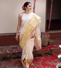 Women's Banarasi Soft Silk Saree With unstitc Blouse Piece, Indian Wedding Wear