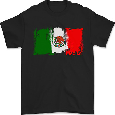 Mexiko Fußball Distressed Flagge Herren T-Shirt 100% Baumwolle