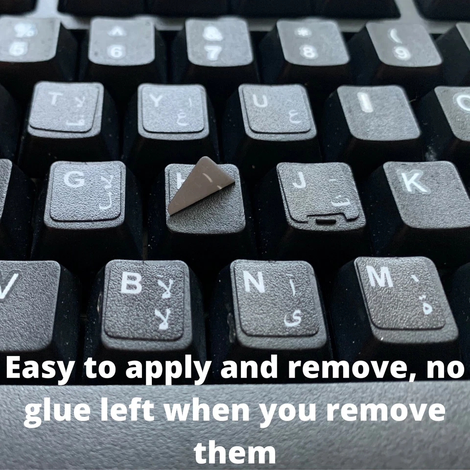 2 PCS Arabic keyboard stickers Waterproof Replacement Computer Laptop White - Image 2 of 4