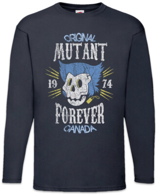 Mutant Forever Herren Langarm T-Shirt Gaming Fun Gamer Skull Retro Wolverine