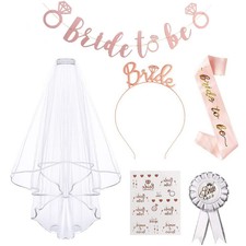 6pcs/set Bride To Be Veil Sash Temporary Tattoo Bachelorette Party Decoration