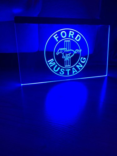 FORD MUSTANG NEW LED NEON BLUE LIGHT SIGN 8x12 - Picture 2 of 3