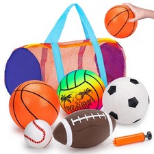 5 Pack Sports Balls for Toddlers 1-3 Outdoor Toys Football Soccer Basketball ...