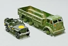 VINTAGE DINKY & FRENCH  DINKY TOYS - JEEP AND 10 TON ARMY TRUCK- USED CONDITION.