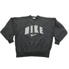 VINTAGE 90s Nike Sweatshirt Mens M/L Gray Crewneck Big Logo Swoosh Fleece