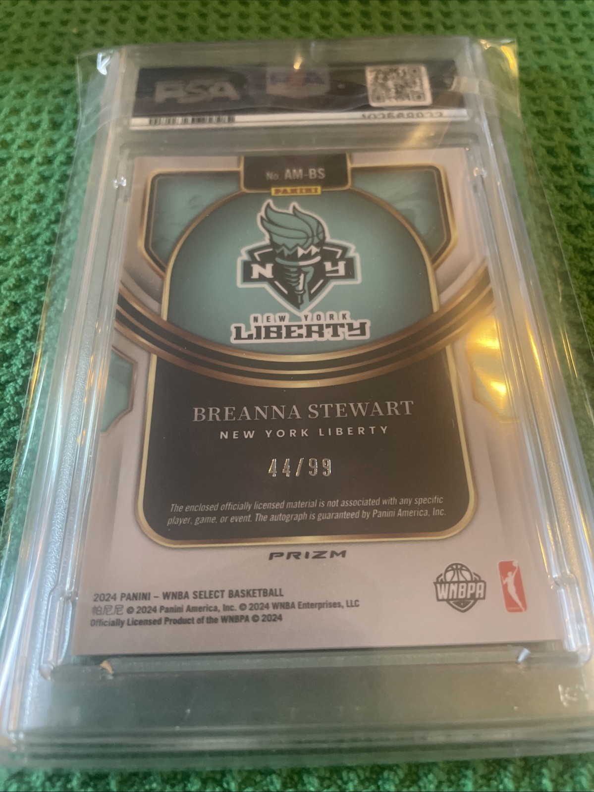2024 Breanna Stewart Auto Memorabilia Purple Prizm #AMBS PSA 9 /99 Liberty view 18
