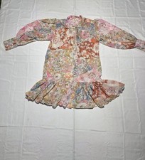 nk Ripple Floral Boho Tiered Ruffle Mini Dress Women’s Large Long Sleeve
