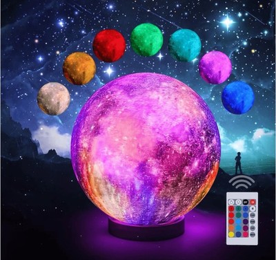 3D Galaxy Ball Moon Lamp - 16 Colors Moonlight Globe Luna Night Light with Stand