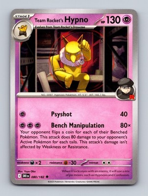 TCG Pokemon Karte Team Rocket's Hypno DRI 080/182 Eng Yuya Oka Destined Rivals