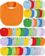 50 Pcs Baby Drool Bibs for Boys Girls Multicolor Cotton Waterproof Feeder New...