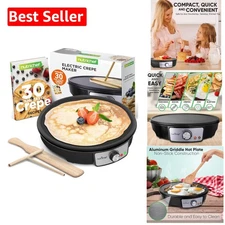 Versatile 12-Inch Nonstick Crepe Maker with Adjustable Temperature & Keep Warm