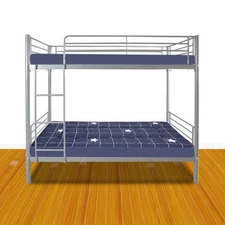 NEW Twin Bunk Beds Twin Over Kids Teens Adult Dorm w/Ladder Iron Bed Frame Gray