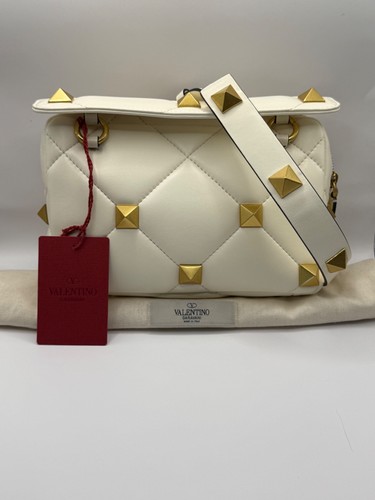 Valentino Garavani Romanstud Crossbody Bag – Ivory Quilted Nappa Leather