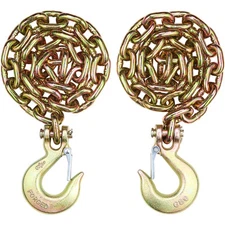 VEVOR Binder Chain G80 Tie Down Tow Chain with Hook 3/8" x 2.9' 2 Pack 7100 lbs