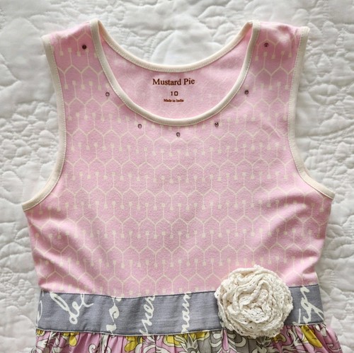 MUSTARD PIE Girls 10 Mix Print Summer Dress Pink Multi - Picture 2 of 8