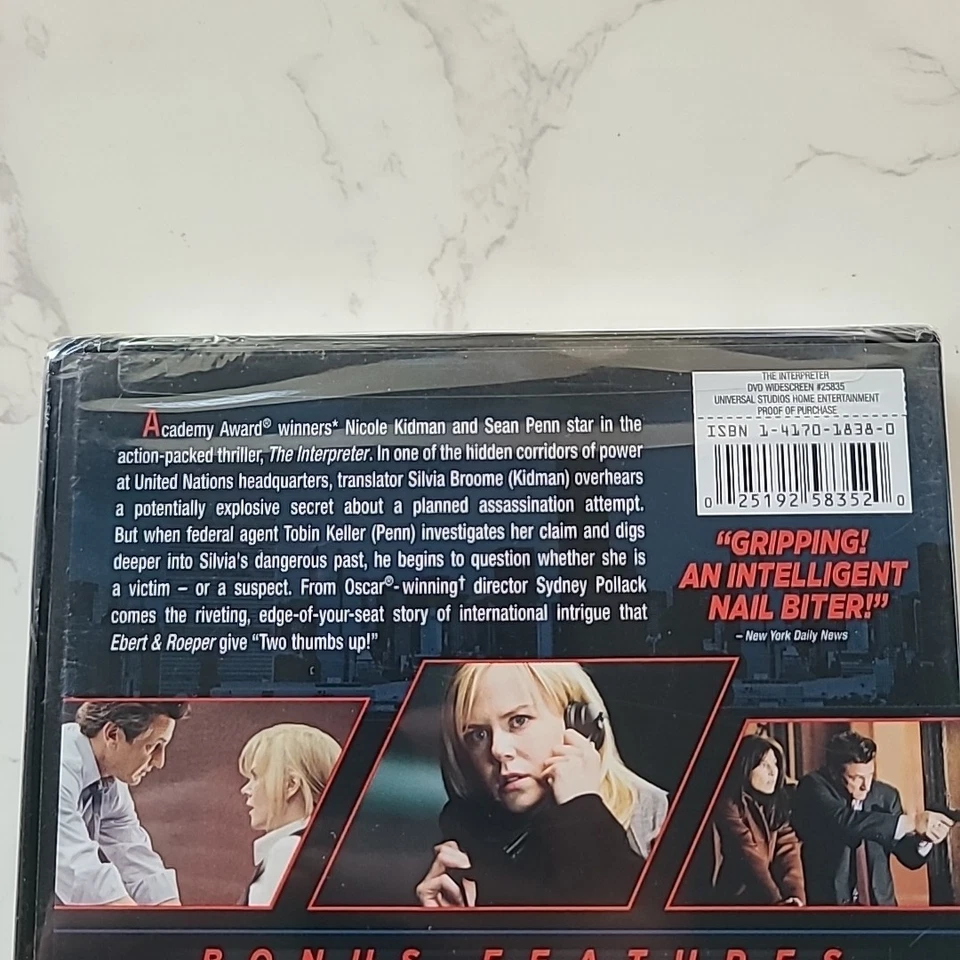 The Interpreter NEW Sealed DVD Widescreen 2005 Nicole Kidman, Sean Penn, FAST SH - Image 3 of 4