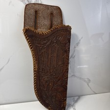 Western Leather Gun Holster Single Action Revolver , Scroll READ