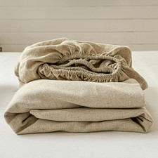 100 French Flax Linen Fitted Sheet, Natural Linen, Queen Size