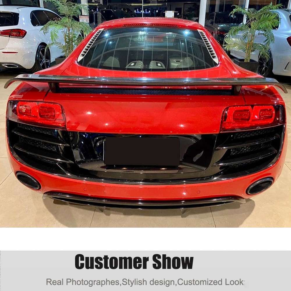 For Audi R8 GT V8 V10 2008-2015 Real Carbon Rear Trunk Spoiler Highkick Wing Lip