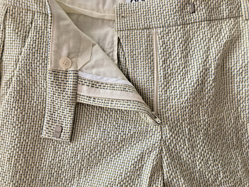 QL2 Maura Womens Seersucker High Rise Pleated Cuffed Pants Beige Size 44 US 8 - Picture 14 of 15