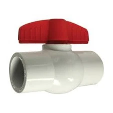 940294 Ball Valve, 1/2" Nom., Slip x Slip, 150 psi at 73 deg F, PVC Body, 6 PK