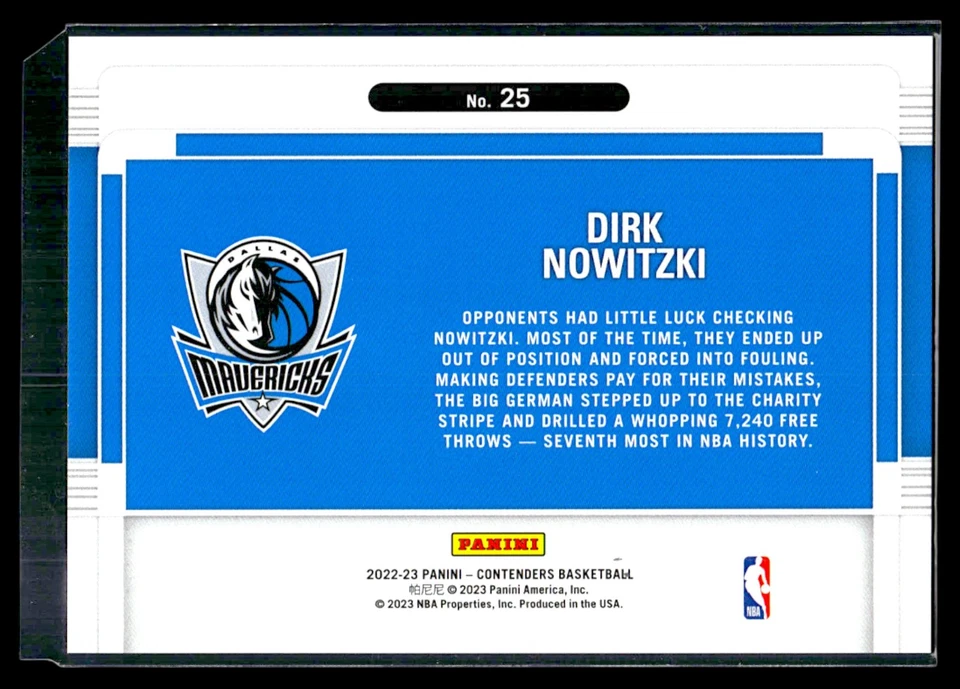 Dirk Nowitzki 2022-23 Panini Contenders #25 Suite Shots - Image 2 of 2