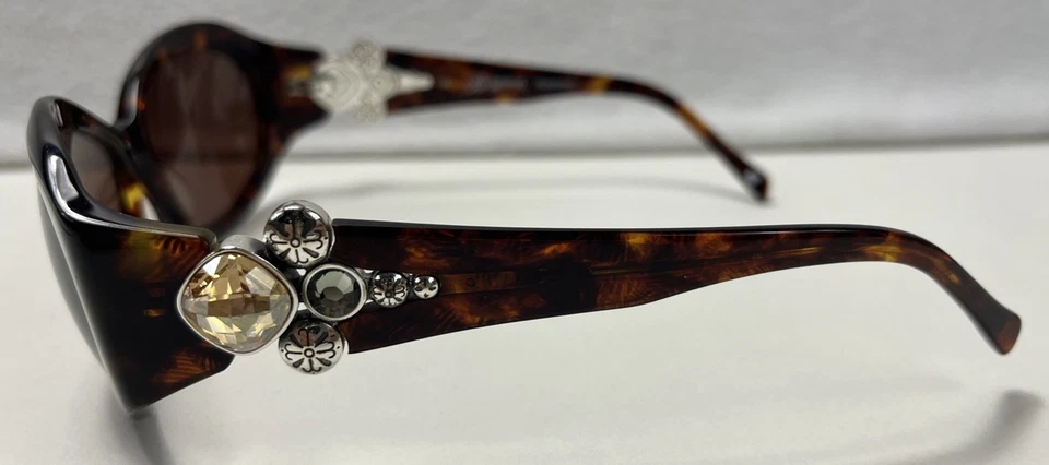 Gafas de sol Brighton hechas a mano Selene con joyas marrón tortuga de gran tamaño 53 15 130 Foto 2 de 4