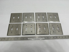 8 USED Stainless Steel 2-Gang 2-Toggle Switch Cover Plates - READ