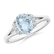 Aquamarine Gemstone 925 Sterling Silver Solitaire with Accents Ring Jewelry