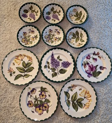 Cloverdale Scented Garden Ceramic Floral Dinner Set Plates & Bowls Handmade