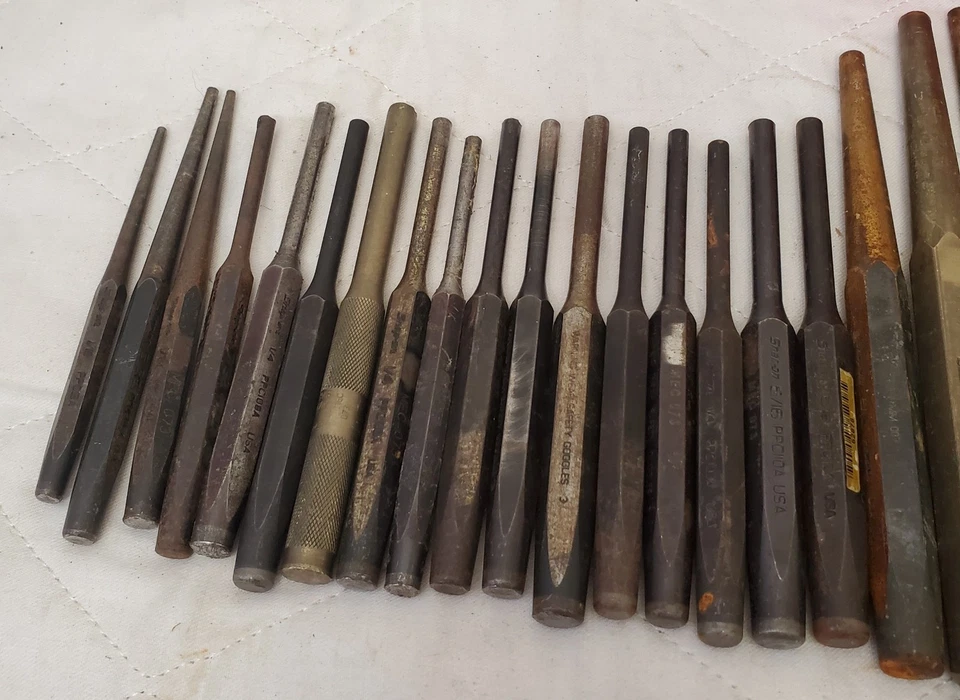 Lote de 70 herramientas a presión pasador central, punzón de inicio kit de cincel plano lote-1045 Foto 4 de 4