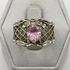 STUNNING .925 Vintage Sterling Silver Estate Ring Size 8 with Pink Stone