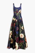 ALICE + OLIVIA MAXINE DROP WAIST FLORAL PRINT SATIN GOWN SIZE 4 NWOT