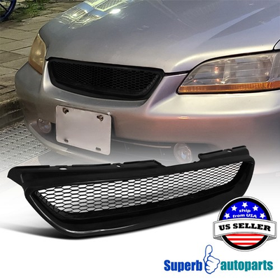 #ad Fits 1998 2002 Honda Accord 2Dr T R Type Hood Grill Mesh Grille Insert Black $28.98