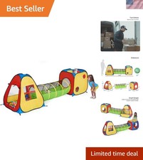 Fun and Sturdy 3-in-1 Kids Tent with Tunnel  Ball Pit for Playroom Adventures