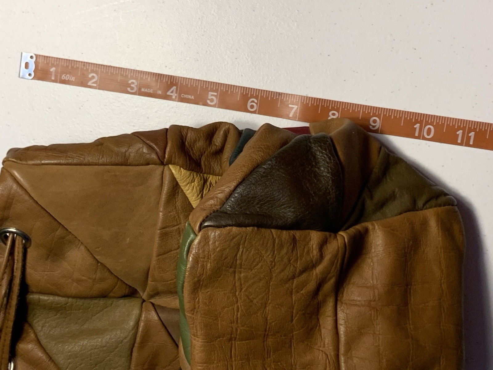 Vintage Patchwork Leather Drawstring Bag-Multicol… - image 9