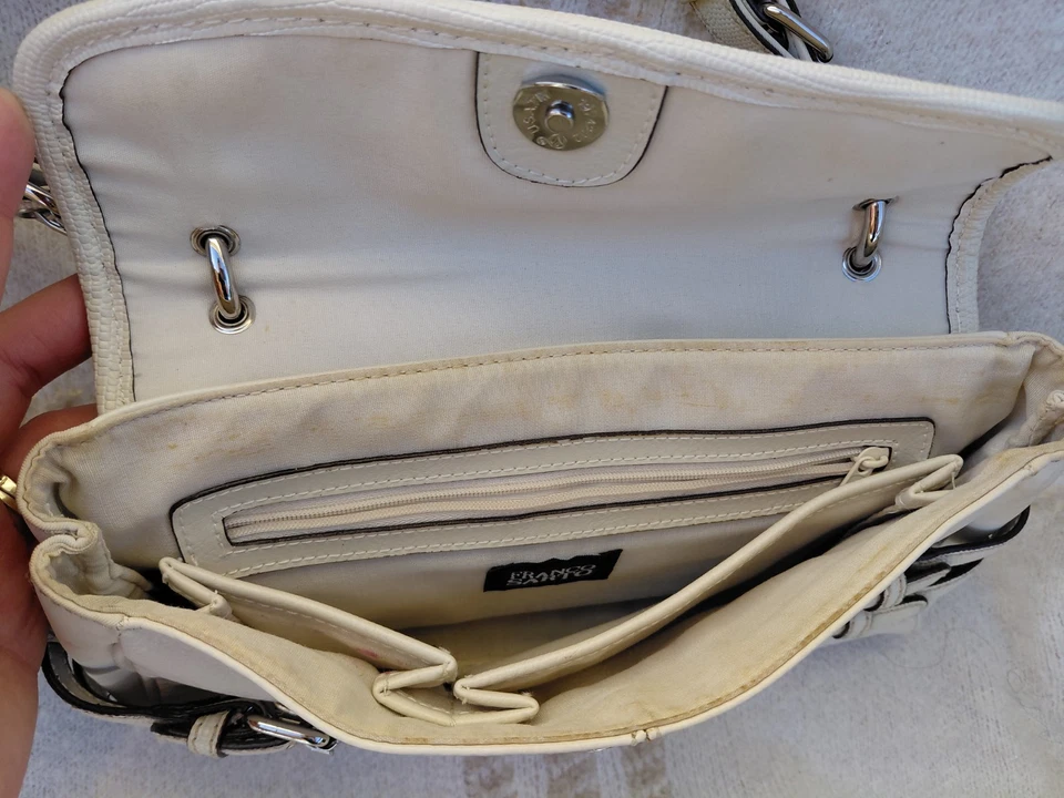 White Franco Sarto Leather Handbag Purse Shoulder Bag - Image 4 of 4