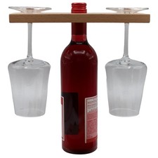 Wine  Glass Holder - Countertop or Shelf Storage Rack for 2 Glasses  Bottle...