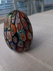 Vintage Murano Art Glass Satin Millefiori Egg 3”