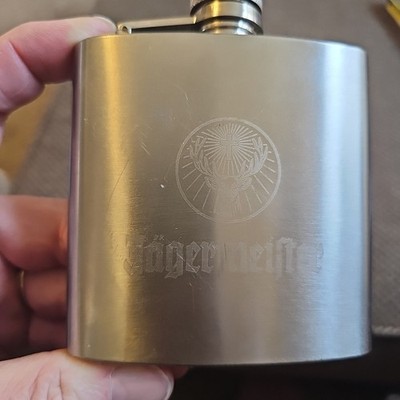 Jäegermeister Stainless Steel Flask 6oz. 4.5x 4''